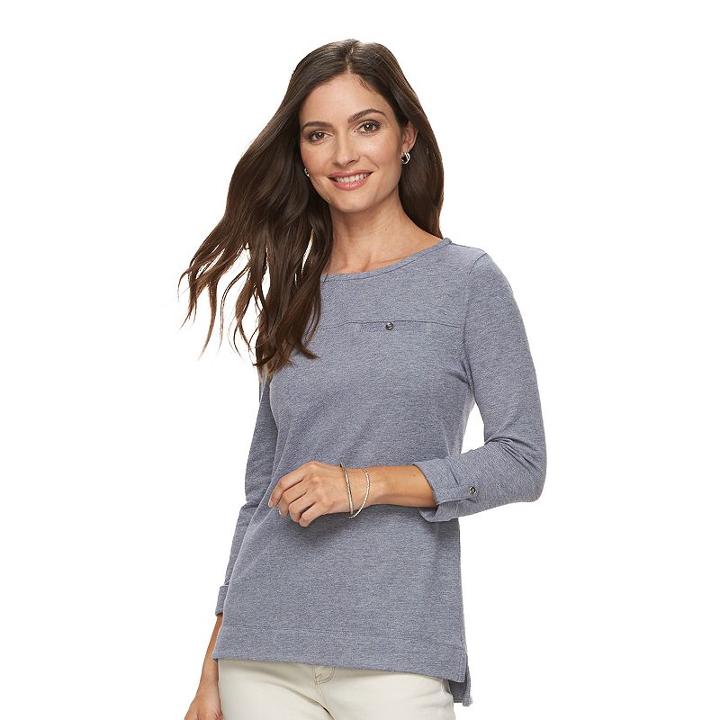 Women's Croft & Barrow&reg; Roll-cuff Tee, Size: Xl, Blue