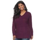 Juniors' Plus Size It's Our Time Crossback Tunic Sweater, Teens, Size: 1xl, Drk Purple