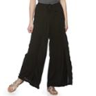 Juniors' Vanilla Star Crochet Soft Wide-leg Pants, Teens, Size: Small, Black