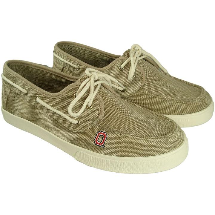 Men's Ohio State Buckeyes Captain Boat Shoes, Size: 10, Beig/green (beig/khaki)