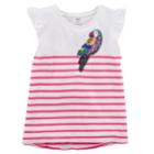 Girls 4-8 Carter's Sequin Applique Striped High-low Tee, Size: 4-5, Pink Stripe