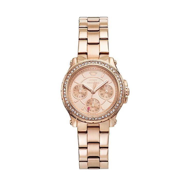 Juicy Couture Pedigree Rose Gold Tone Stainless Steel Women's Watch - 1901106, Size: Medium, Pink