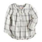 Baby Girl Jumping Beans&reg; Plaid Lurex Henley, Size: 18 Months, White