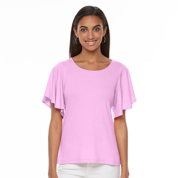Women's Apt. 9&reg; Solid Flutter Tee, Size: Large, Lt Purple