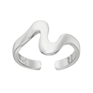Barefootsies Silver Plated Wave Toe Ring, Women's, Grey