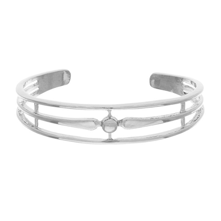 Silver Tone Openwork Cuff Bracelet, Women's