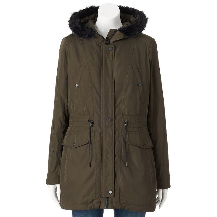 Women's Am Studio By Andrew Marc Hooded Jacket, Size: Small, Green Oth