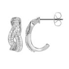 Sterling Silver Diamond Accent Twist J- Hoop Earrings, Women's, Grey