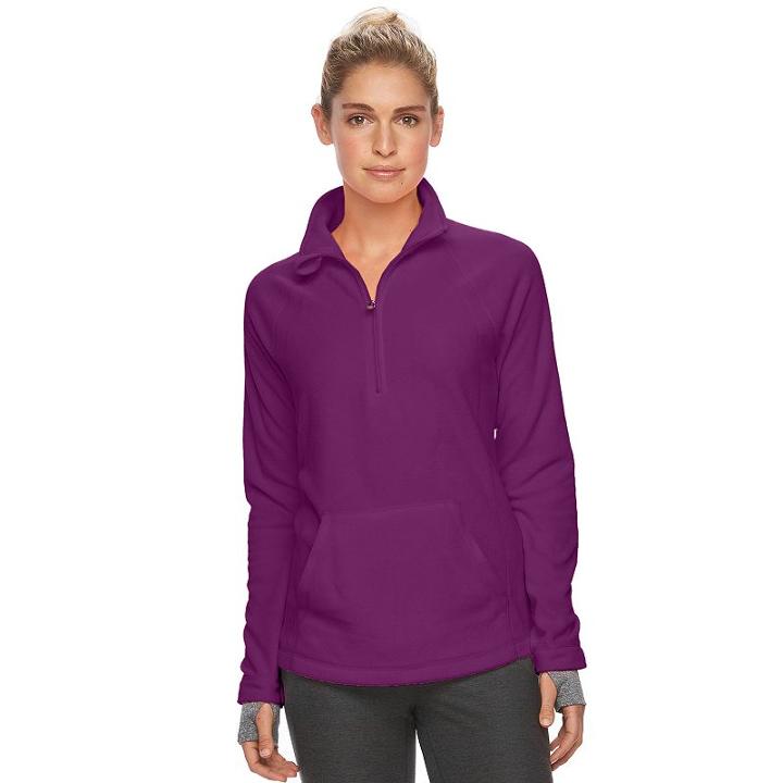 Women's Tek Gear&reg; Microfleece Half-zip Mockneck Top, Size: Small, Med Purple