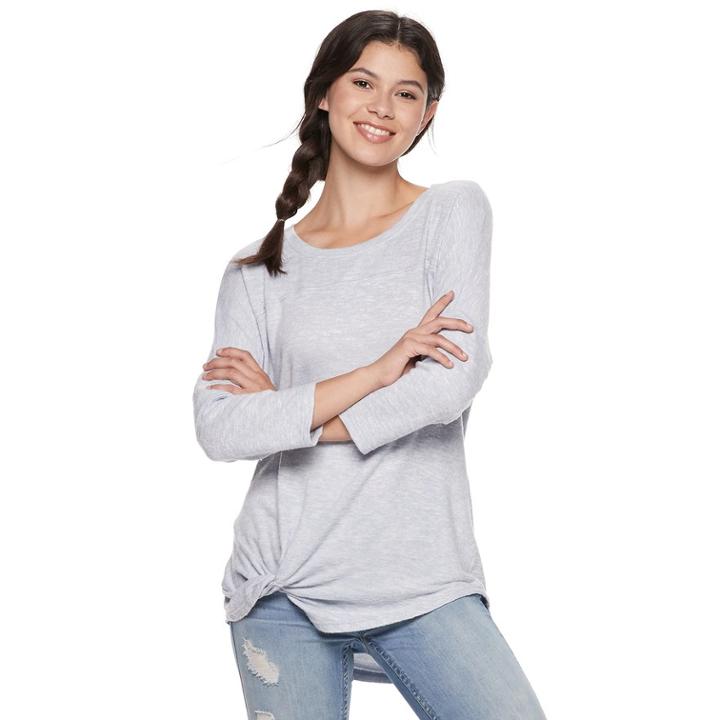 Juniors' Miss Chievous Cozy Twist-front Top, Teens, Size: Xl, Light Blue