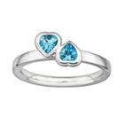 Stacks And Stones Sterling Silver Blue Topaz Heart Stack Ring, Women's, Size: 10