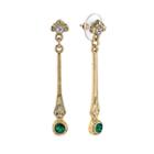 Downton Abbey Silver Tone Simulated Crystal Linear Drop Earrings, Women's, Green