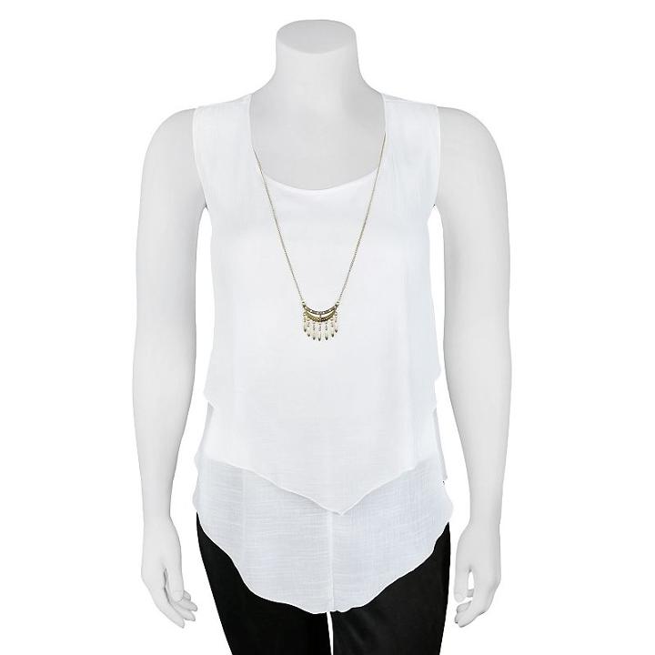 Juniors' Plus Size Iz Byer California Tiered Tank Top, Girl's, Size: 2xl, White Oth