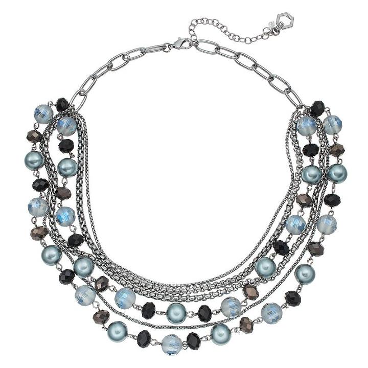 Simply Vera Vera Wang Beaded Link Swag Necklace, Women's, Grey