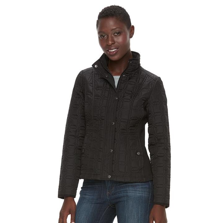 Women's Weathercast Quilted Midweight Jacket, Size: Large, Black