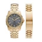 Elgin Men's Crystal Watch & Id Bracelet Set, Yellow