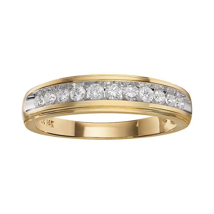 Cherish Always 14k Gold Two-tone 3/8-ct. T.w. Certified Diamond Wedding Band, Women's, Size: 7, White