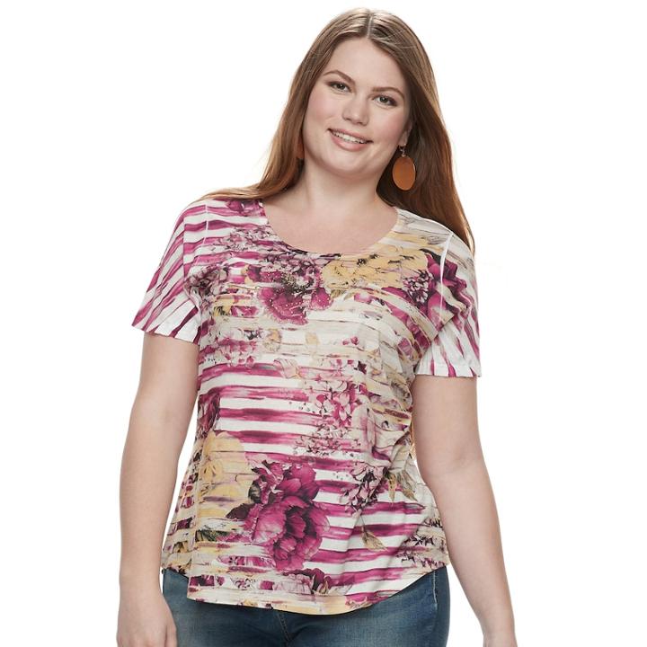 Plus Size World Unity Printed Top, Women's, Size: 3xl, Purple