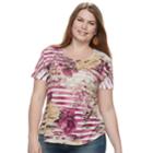 Plus Size World Unity Printed Top, Women's, Size: 3xl, Purple