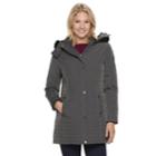 Women's Weathercast Hooded Heavyweight Anorak Quilted Jacket, Size: Large, White