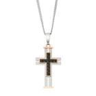 Men's Two Tone Stainless Steel Cross Pendant Necklace, Size: 24, Black