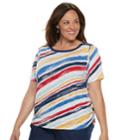 Plus Size Alfred Dunner Studio Scroll Striped Top, Women's, Size: 2xl, Spliced Stripe