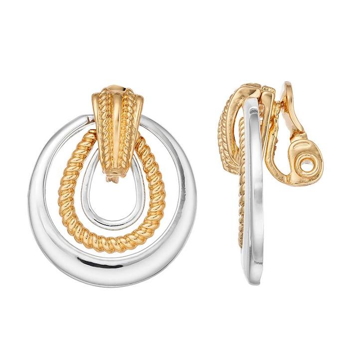 Napier Two Tone Door Knocker Clip On Earrings, Women's, Multicolor