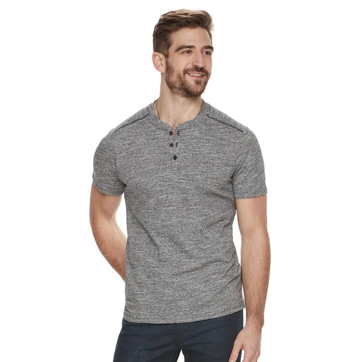 Men's Rock & Republic Mock-layered Henley Tee, Size: Small, Black