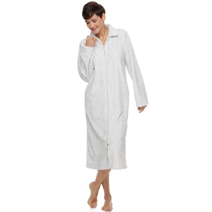 Women's Croft & Barrow&reg; Plush Zip Lounger, Size: Large, Light Grey