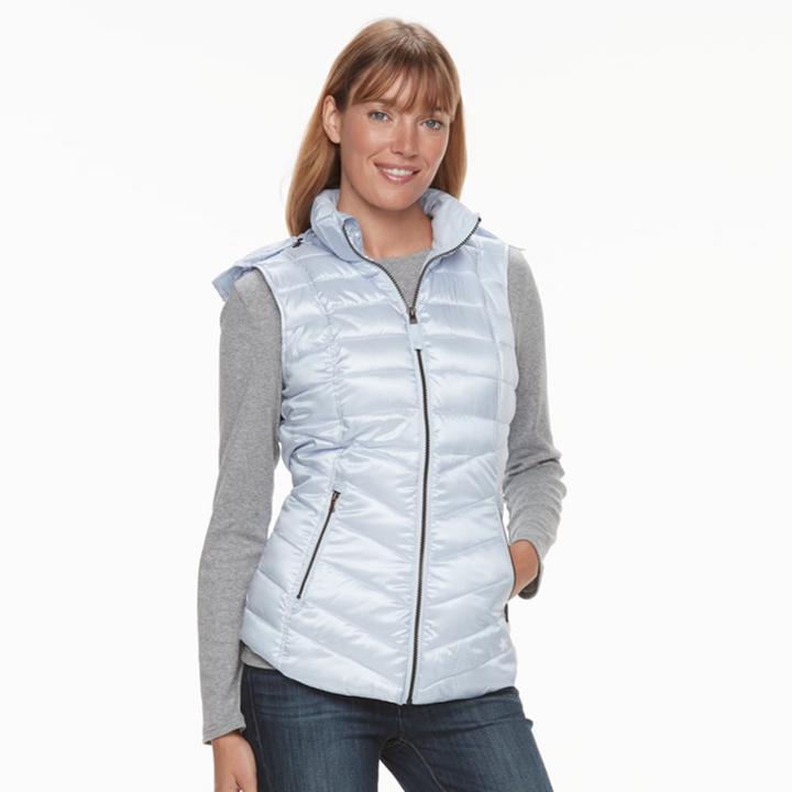 Women's Tek Gear Hooded Puffer Vest, Size: Small, Light Blue