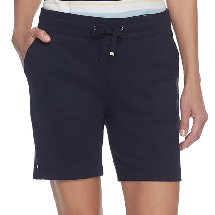 Women's Croft & Barrow&reg; Knit Berumda Shorts, Size: Xs, Blue (navy)
