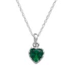 Tiara Sterling Silver Lab-created Emerald Heart Crown Pendant, Women's, Size: 18, Green
