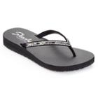 Skechers Meditation Desert Women's Rhinestone Yoga Mat Wedge Flip-flops, Size: 8, Grey (charcoal)