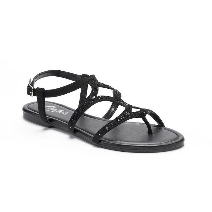 Women's Candie's&reg; Rhinestone Toe Loop Sandals, Size: Medium, Black