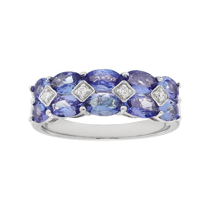 Sterling Silver Tanzanite & White Zircon Ring, Women's, Size: 6, Blue