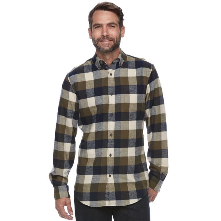 Big & Tall Croft & Barrow&reg; True Comfort Plaid Classic-fit Flannel Button-down Shirt, Men's, Size: 3xl Tall, Green