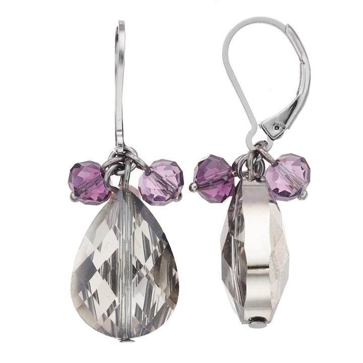 Simply Vera Vera Wang Purple Bead Teardrop Earrings, Women's