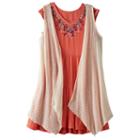 Girls 7-16 Knitworks Open Knit Vest & Embroidered Gauze Dress Set With Necklace, Size: 14, Lt Orange