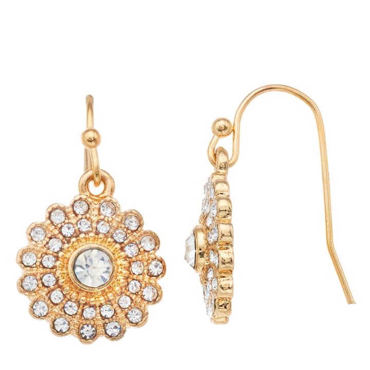 Lc Lauren Conrad Simulated Crystal Nickel Free Burst Drop Earrings, Women's, Gold