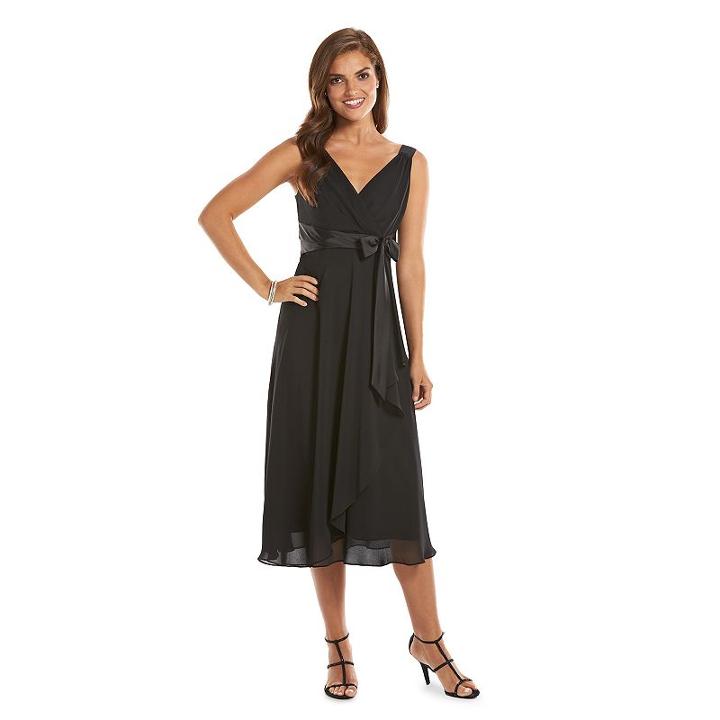 Women's Chaps Surplice Empire Evening Dress, Size: 2, Black