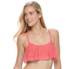 Juniors' Malibu Crochet Flounce-hem Bikini Top, Size: Xl, Brt Red