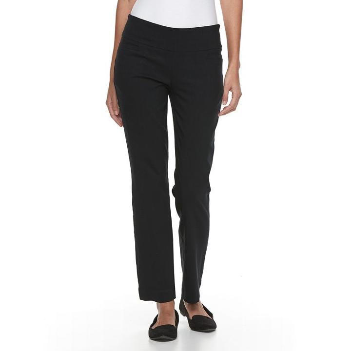 Petite Apt. 9&reg; Millennium Pull-on Straight-leg Pants, Women's, Size: 8 Petite, Black