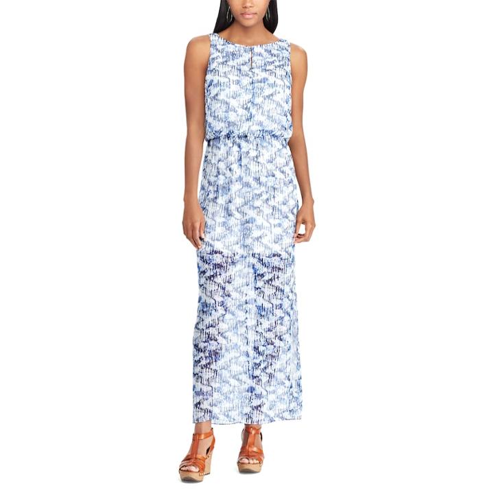 Women's Chaps Geometric Maxi Dress, Size: 12, Natural