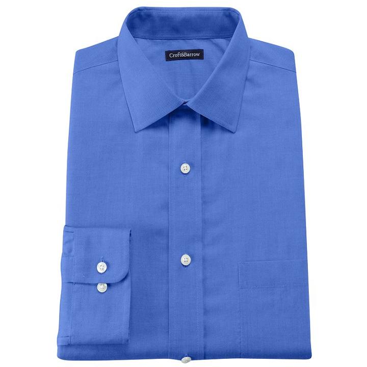 Big & Tall Croft & Barrow&reg; Checked No-iron Spread-collar Dress Shirt, Men's, Size: 16 36/7t, Blue