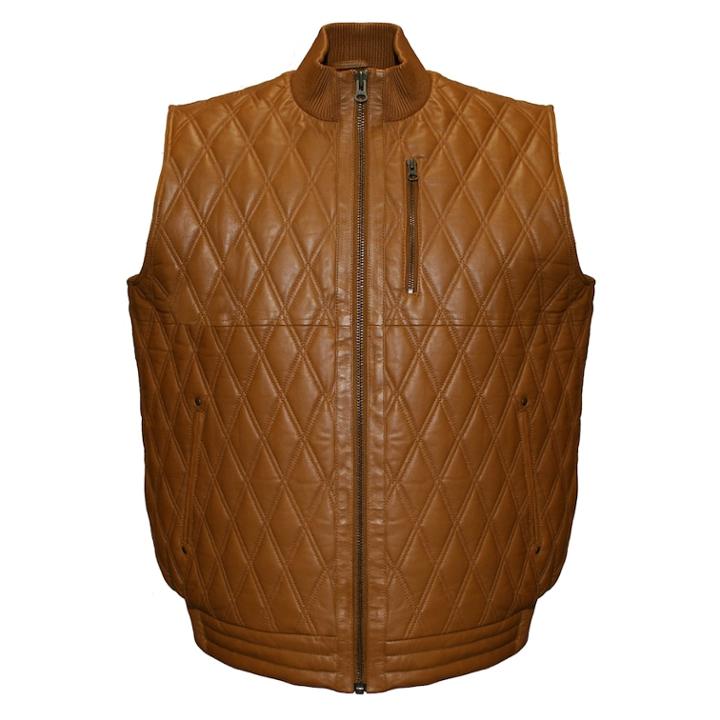 Big & Tall Franchise Club Diamond Quilted Lambskin Leather Vest, Men's, Size: 6xl, Red/coppr (rust/coppr)