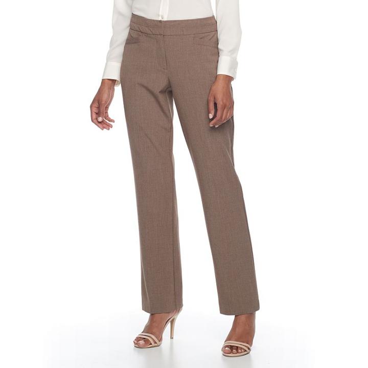Women's Dana Buchman Curvy Straight Leg Dress Pants, Size: 12, Med Brown
