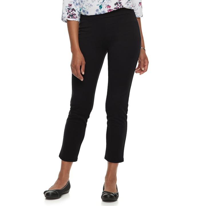 Petite Croft & Barrow&reg; Easy Care Pull-on Ponte Pants, Women's, Size: Pxs Short, Black