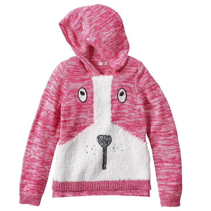 Design 365 Puppy Marled Sweater Hoodie - Girls 4-6x, Size: 6, Pink Other