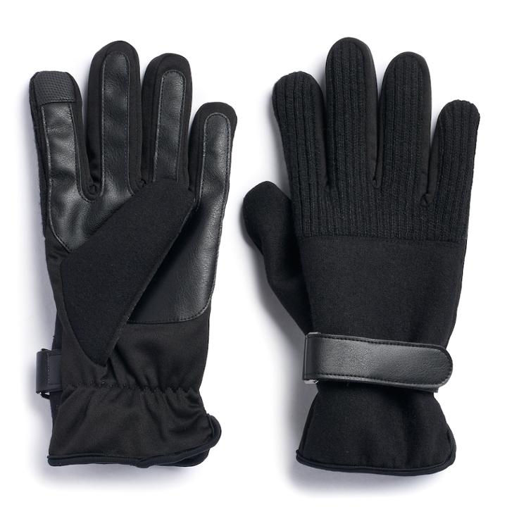 Men's Apt. 9&reg; Wool-blend Touchscreen Gloves, Size: L/xl, Black