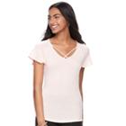 Juniors' Candie's&reg; Strappy Flutter Sleeve Tee, Teens, Size: Medium, Red Other